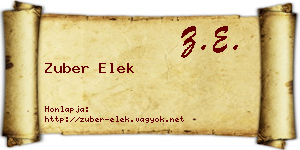Zuber Elek névjegykártya